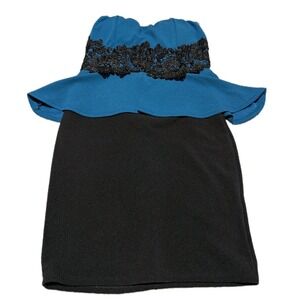 Fashion Magazine Black Lace Dress~Size Small Party Sequins Short Cocktail